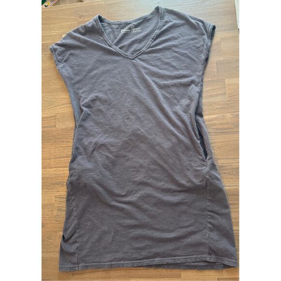 Pact Organic Cotton Relaxed Slub V Neck Cap Sleeve Market Gray Dress Size Small - Picture 1 of 4